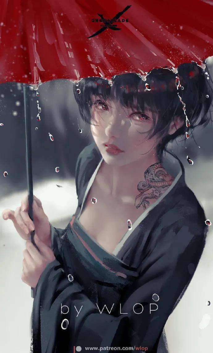 cg原画插画教程插画师wlop笔下的鬼刀女孩插画