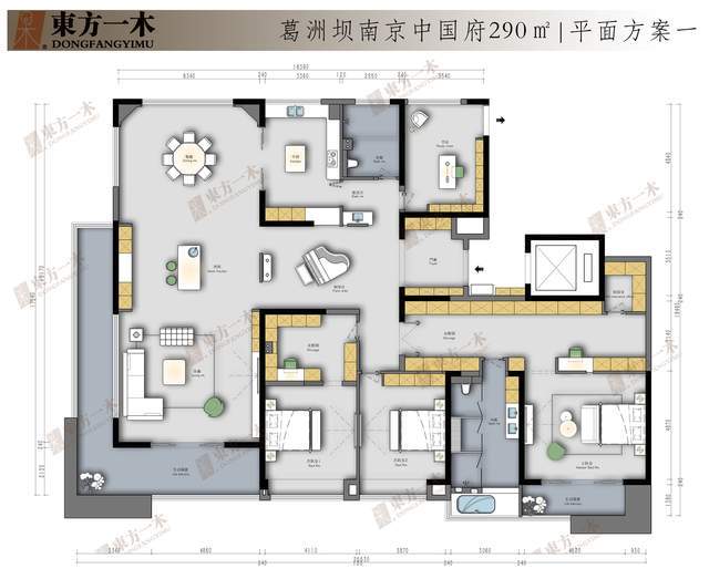 葛洲坝·南京中国府290㎡户型改造┃古典简欧┃东方一木