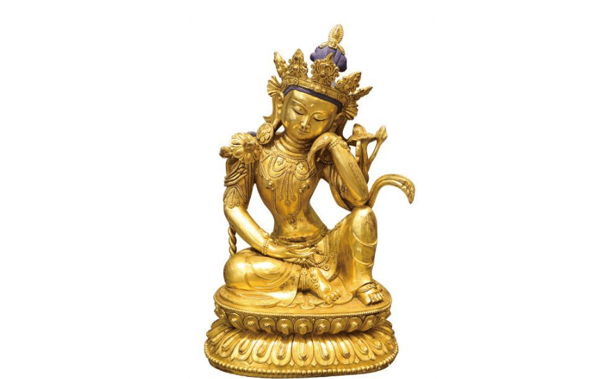 铜鎏金观音佛像，馆藏级别的收藏品，是收藏佳品也是拍卖新星_手机 