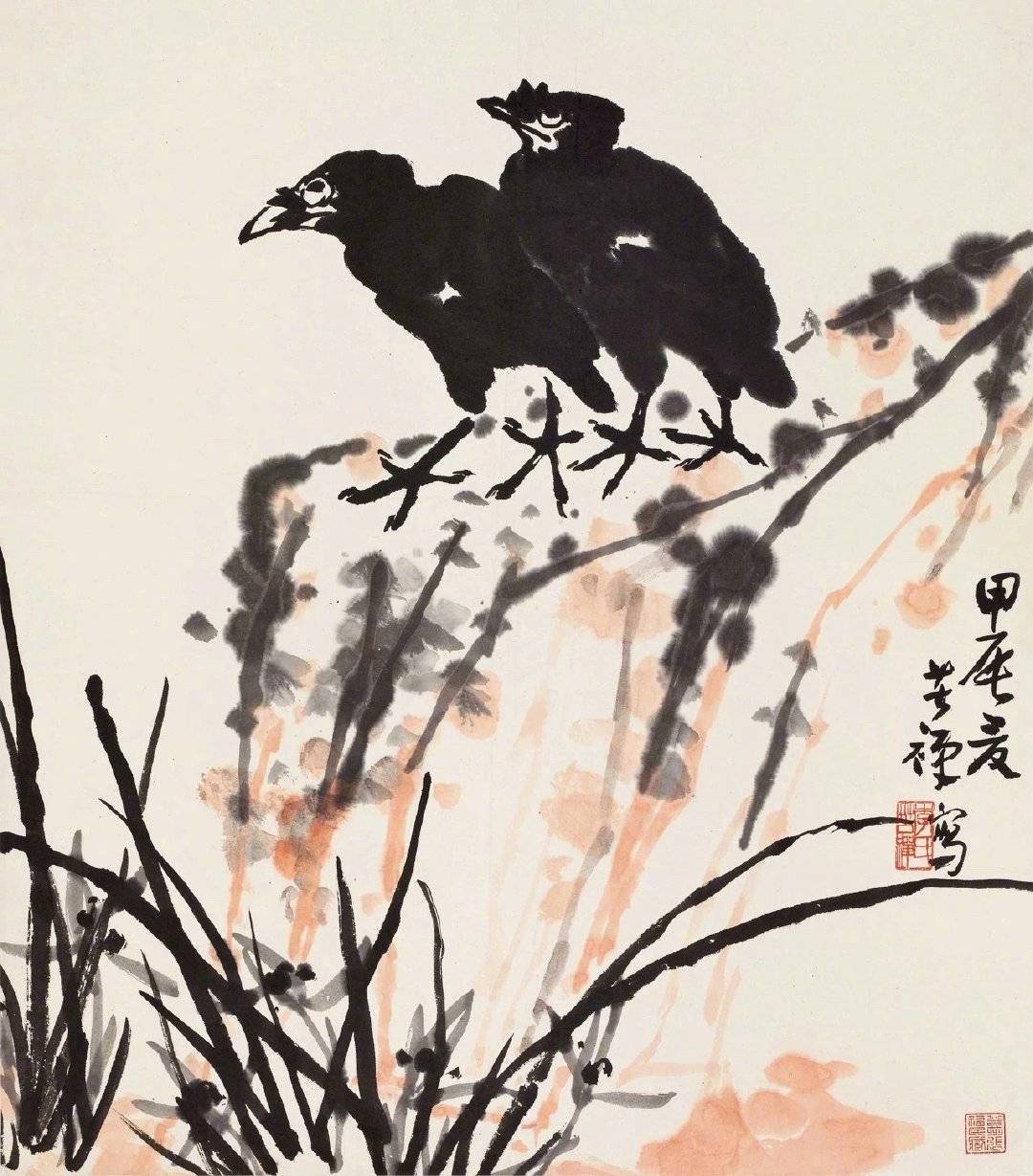 李苦禅（リクゼン） 中国近代山水画家 掛け軸 花鳥の絵 中國美術