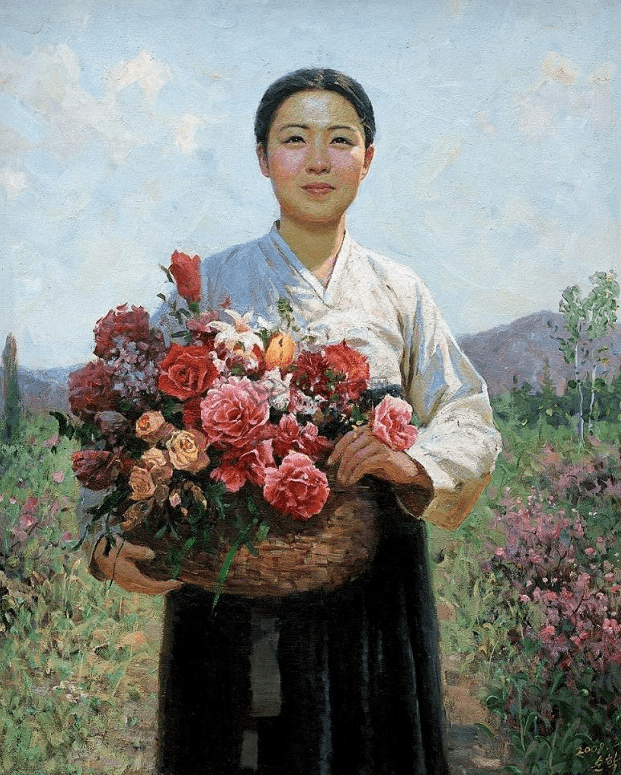 油画欣赏从朝鲜精美油画作品里欣赏美丽的朝鲜姑娘