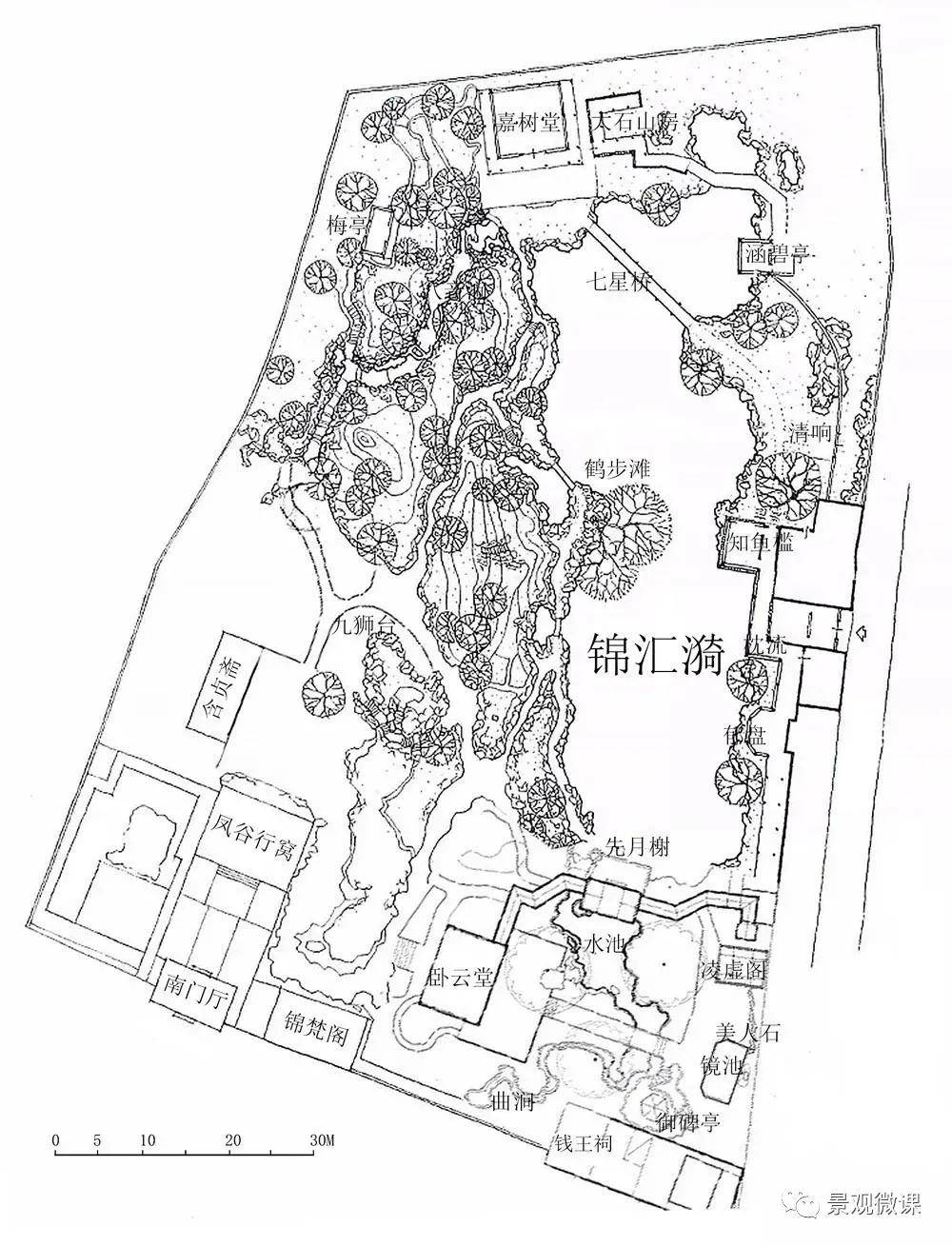 江南古典园林图 平面 鸟瞰 0121 寄畅园  寄畅园,又名"秦园",无锡市