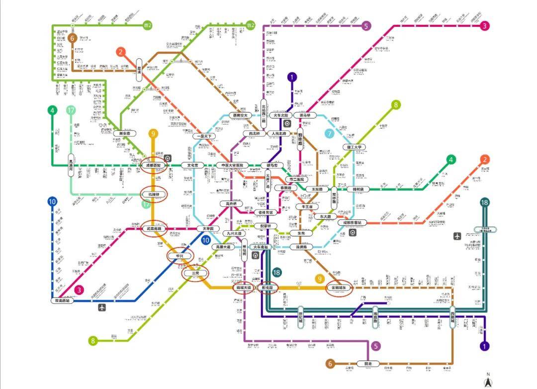 成都地铁9号线串联8大站点示意图