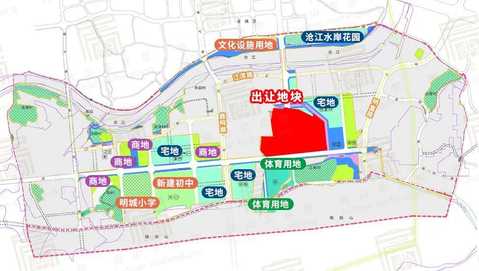 为规划区首宗出让地块,按2019年10月发布的明城镇城南新区规划,片区还