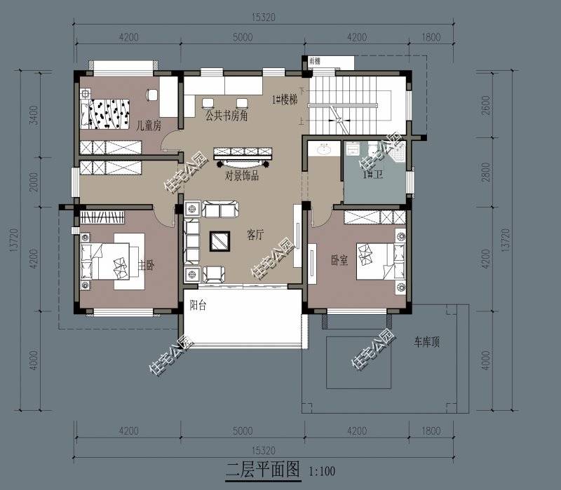 开间15米,进深13米,新中式两层半自建房,该怎么设计?