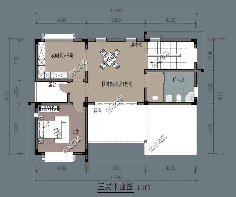 开间15米,进深13米,新中式两层半自建房,该怎么设计?