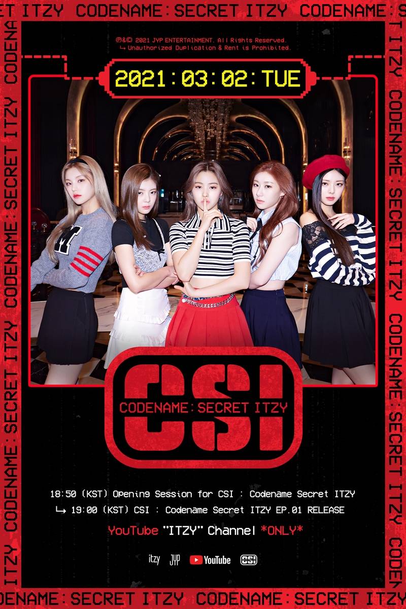 [csi codename:secret itzy》的logo,团体及个人照,预告片等让粉丝