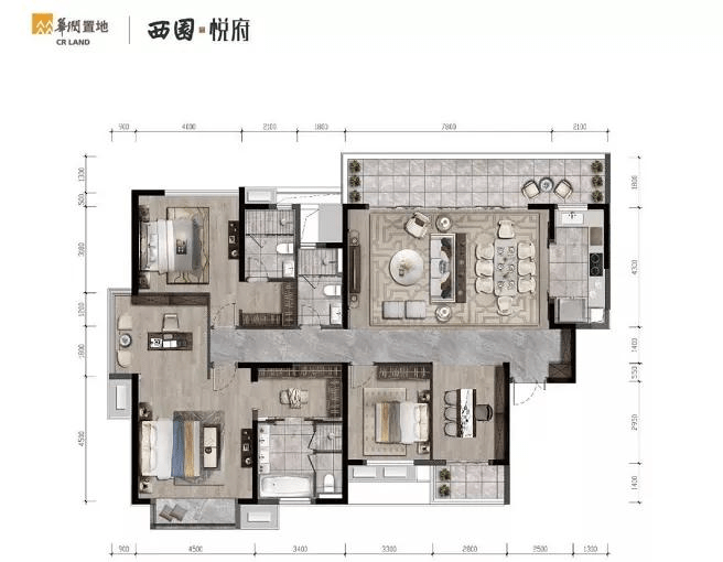 华润置地·西园悦府约220㎡户型