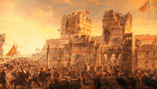 原创两张地图对比,看看1453年拜占庭帝国灭亡时,有多么的窘迫无奈