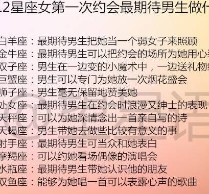 12星座女第一次约会最期待男生做什么?十二星座最美的