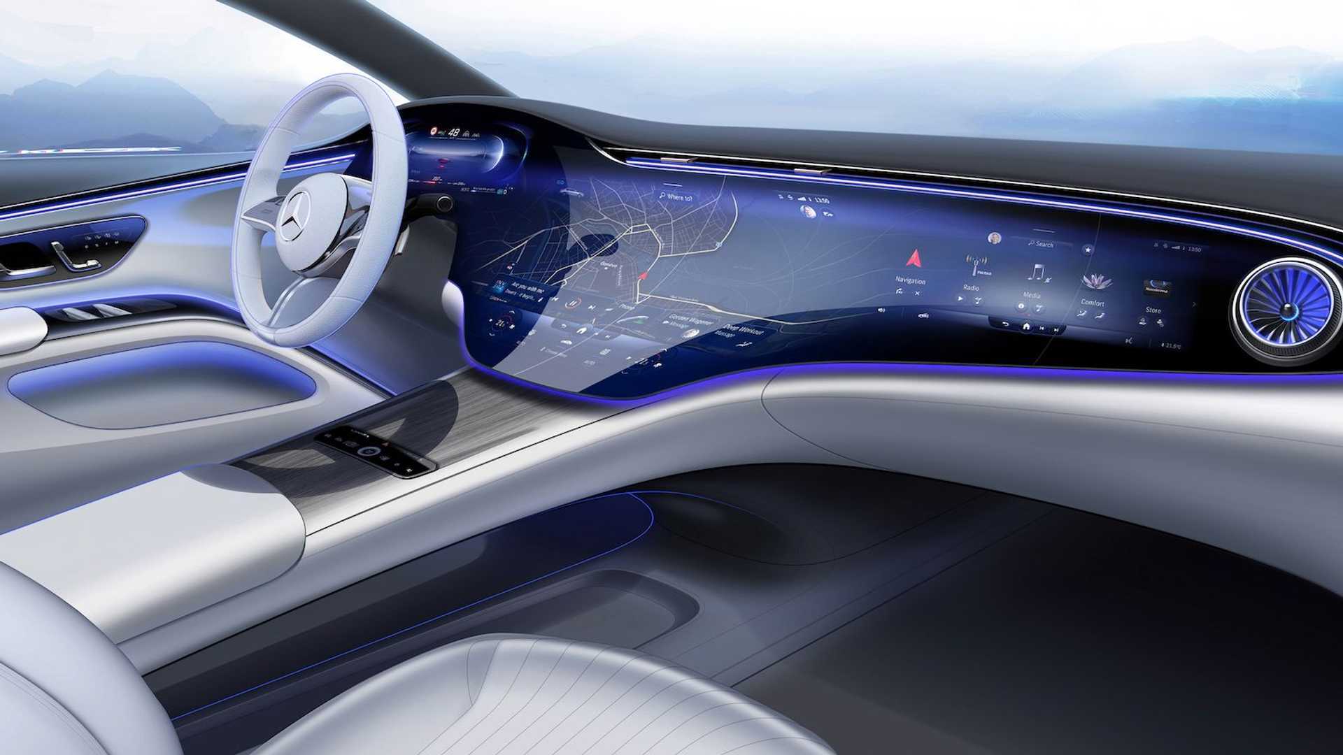 2022款奔驰eqs未来派内饰官图全面展示配备56英寸mbux超大屏幕