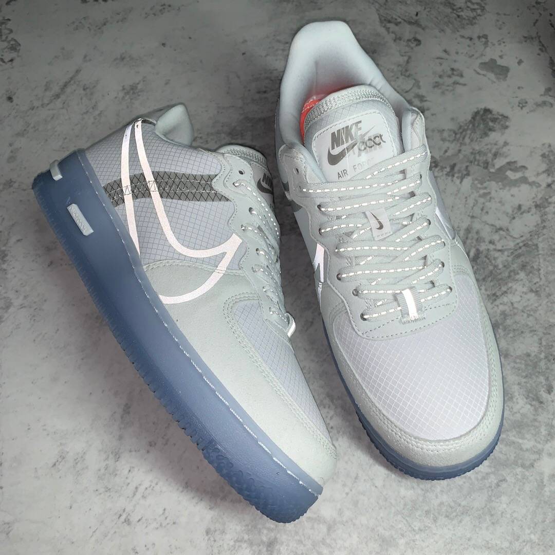 耐克冰蓝解构夜光骨白运动鞋nikeairforce1reactqslightbone3m