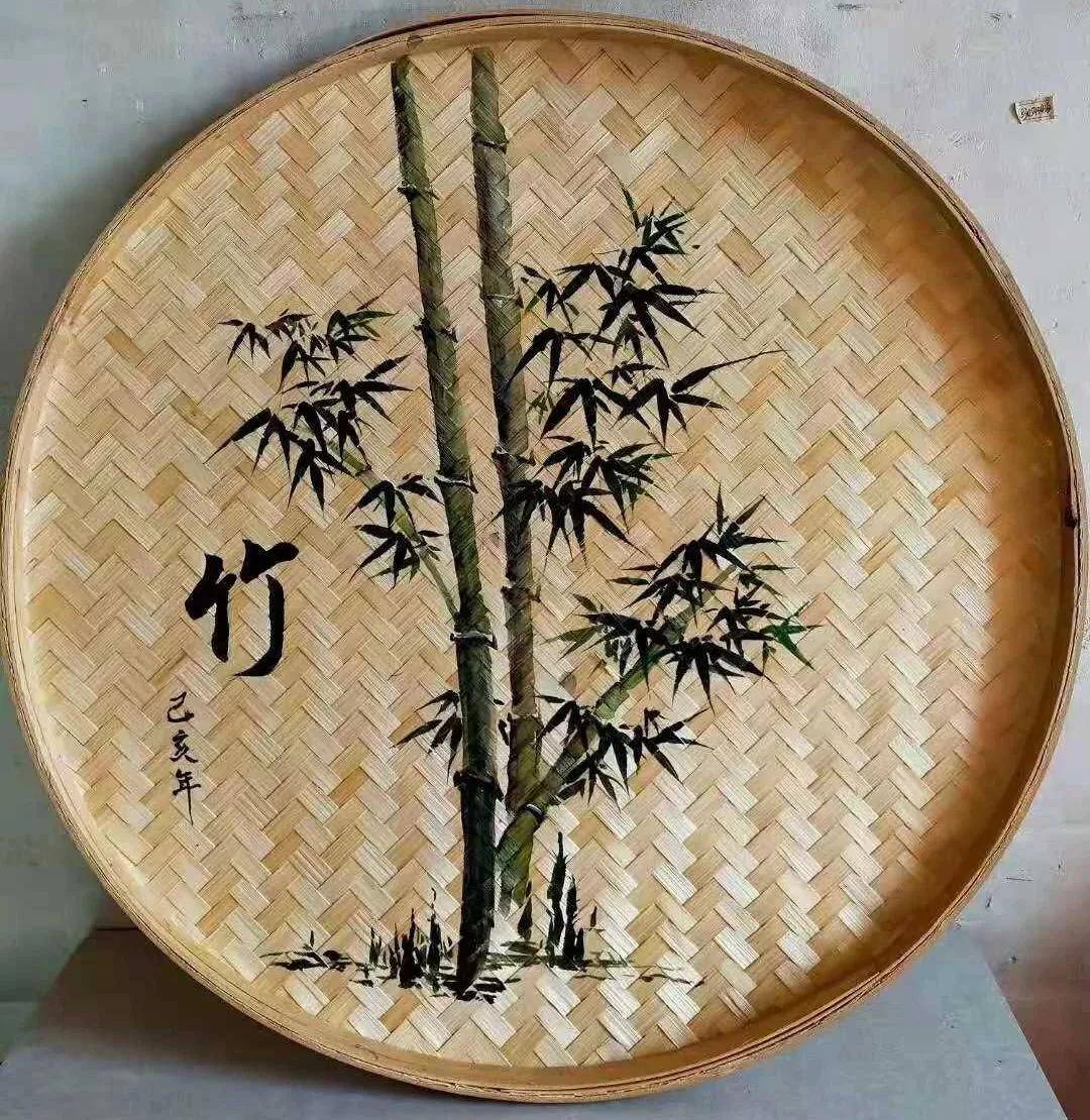 竹编手绘簸箕画 | 来自水落坡的民间艺术