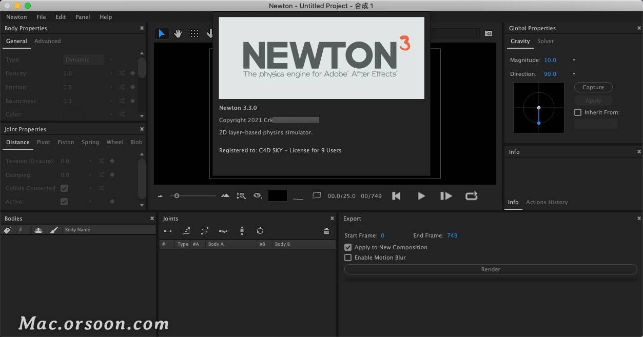 ae牛顿动力学插件 mac版主要特点