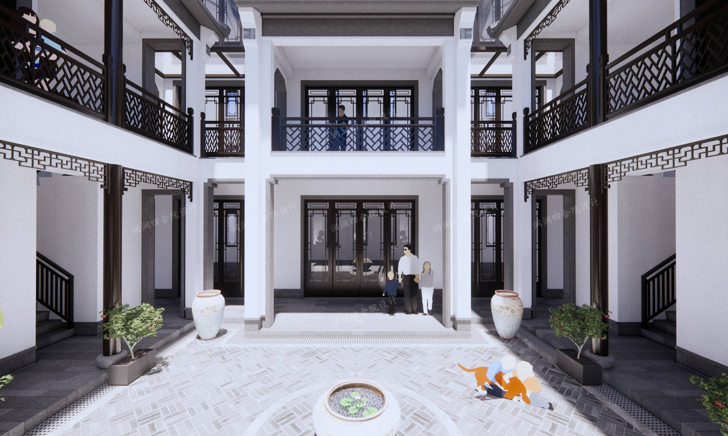 福建兄弟合建三层苏式四合院别墅,大家族亲情更浓——