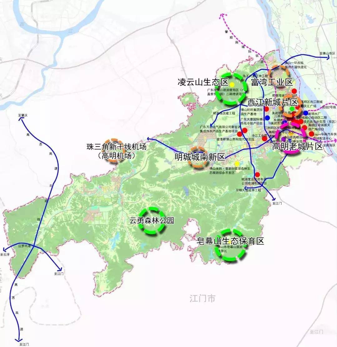 拟选址于佛山高明区更合镇新圩社区与肇庆高要区蛟塘镇交界处,定位为"