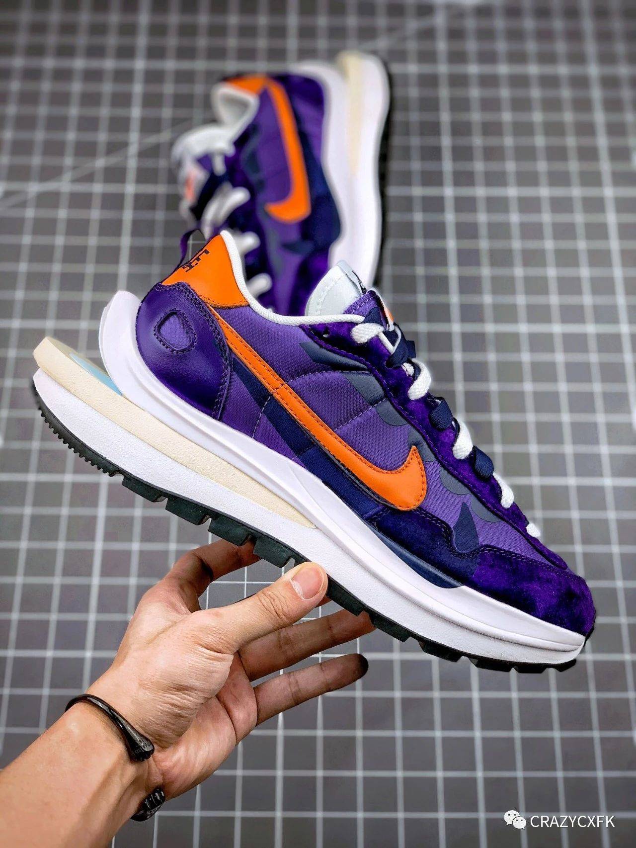 耐克sacai x nike vapowaffle 紫金联名运动鞋 dd1875