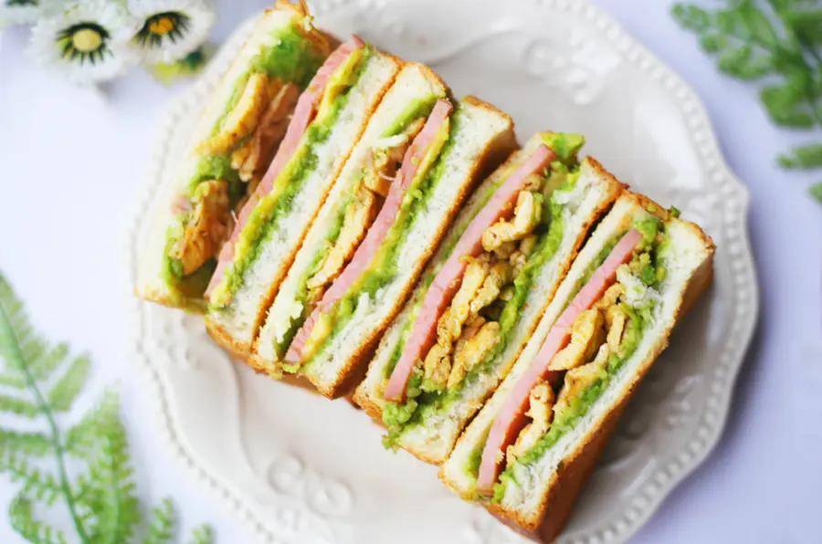 牛油果鸡蛋火腿三明治健康美味三明治你确定这个你不带去野餐吗