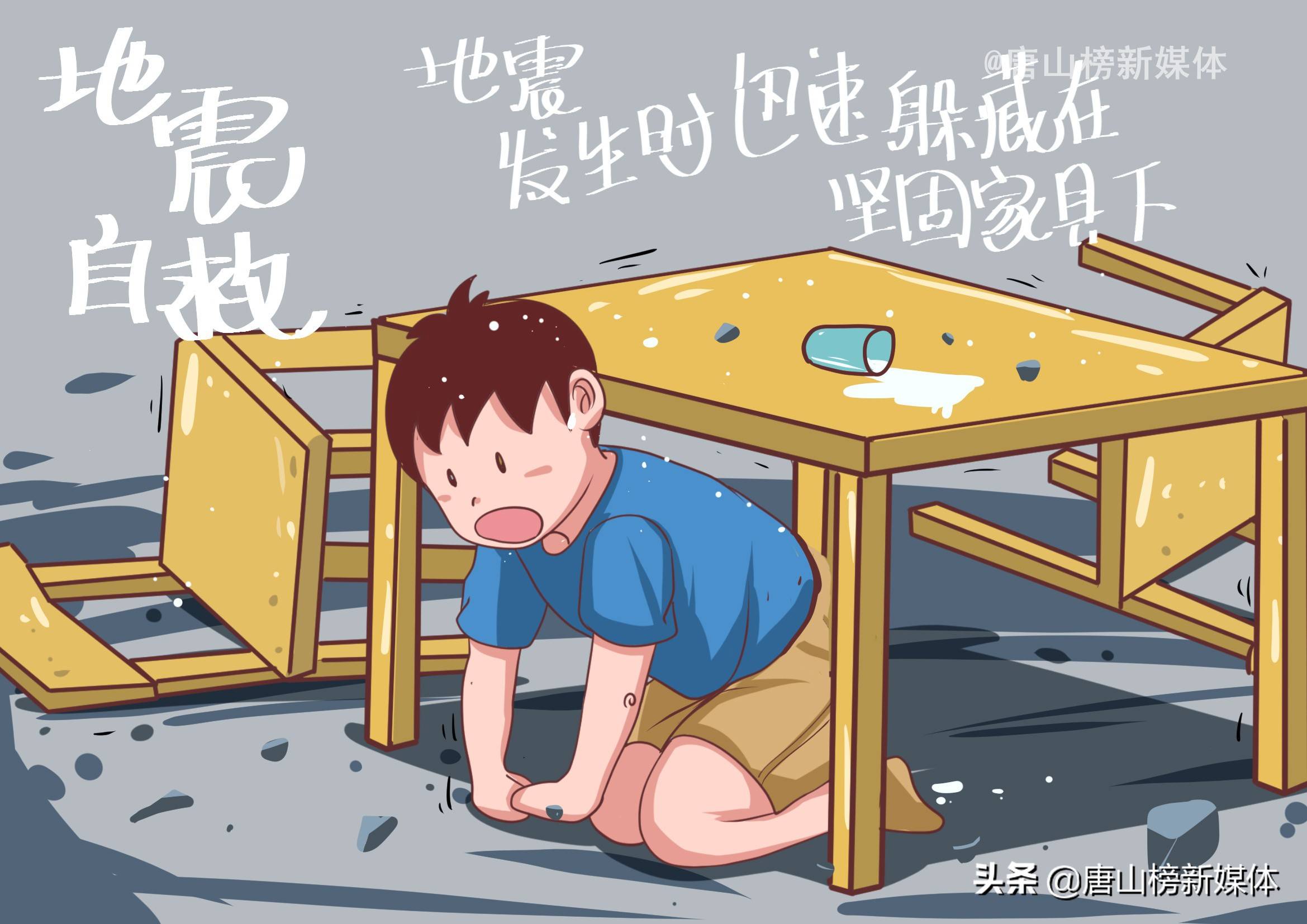 河北唐山:插画丨地震自救小常识