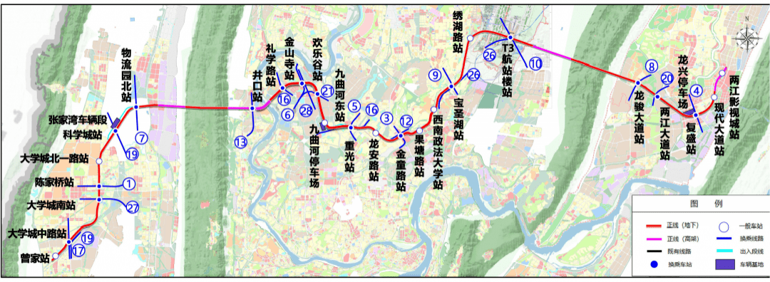 轨道交通15号线站点规划图(以最终规划为准) 图源:两江微在线