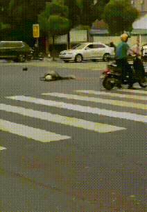 从网友提供的事故现场视频可见 剧烈的撞击 致使电动车驾驶人的头盔