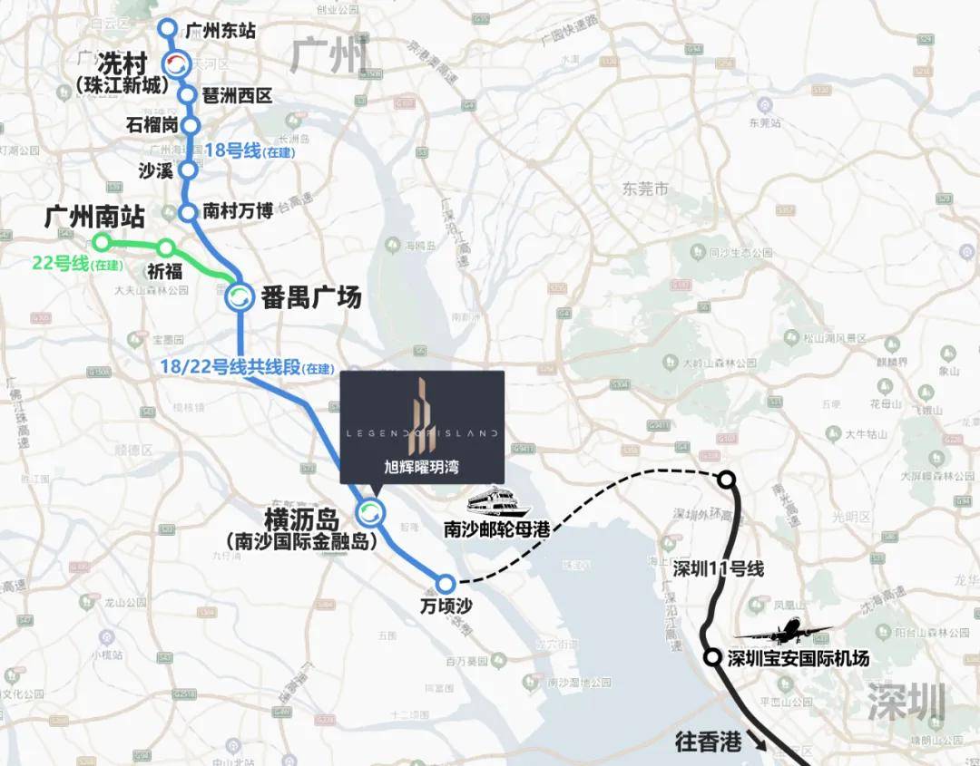 此外,从横沥站坐4站到番禺广场还能换乘22号线,抵达广州南站,通达东莞