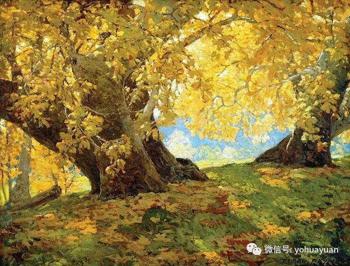 埃德加·阿尔文·佩恩《秋天的梧桐树》约1917年