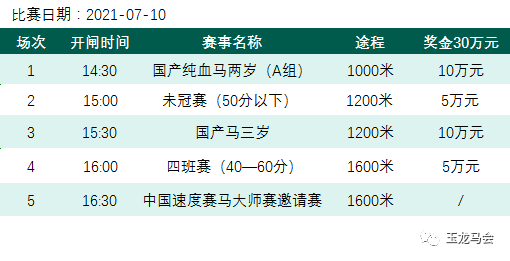 国产纯血马两岁(a组 本文来自第一赛马网,赛事资料由玉龙马会特别