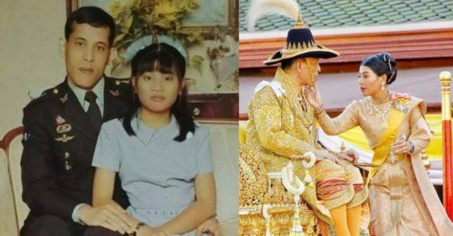 穿及膝裙亲昵搂泰王,扎双马尾好看