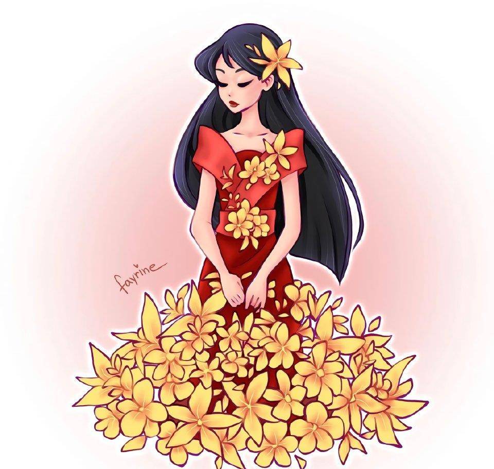 画师设计"鲜花裙,迪士尼公主化身花仙子,爱丽儿公主太美