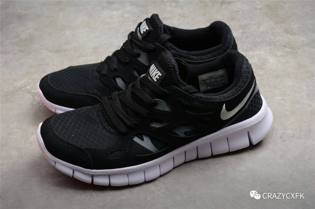 耐克nike free run 2 black white 黑白赤足透气跑步鞋