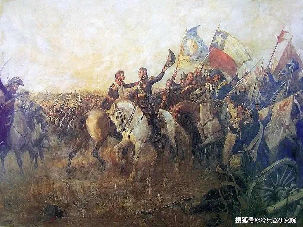 智利油画《麦伊普的拥抱 abrazo de maipú》例如在智利,1817年