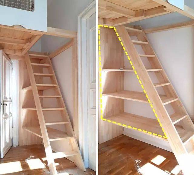 楼梯就不现浇了,木工打制梯形楼梯,不仅省空间还能收纳!