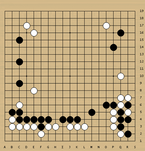 白32先拆二,黑35碰借劲时,白36再于左上补棋,这个微妙的次序又是井山