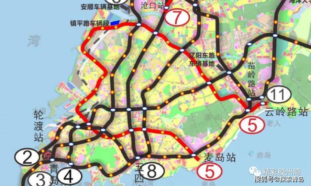 青岛市地铁5号线工程,起于麦岛路站,止于云岭路站.