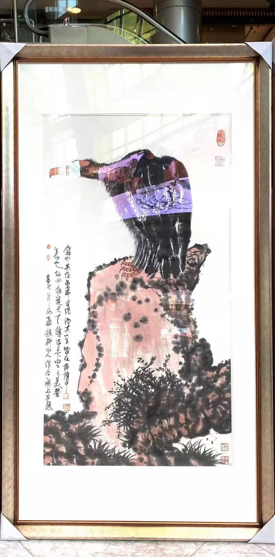 国画家画鹰大家指墨画艺术大师朱祖国纯粹的墨客绘画作品多次展出