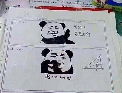 这三个表情包看着还真是栩栩如生,不过话说你这数学是美术老师教的吧!
