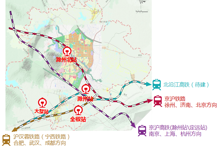 即将开工建设的北沿江高铁将在滁州并轨设站,滁州将是京沪高铁和北