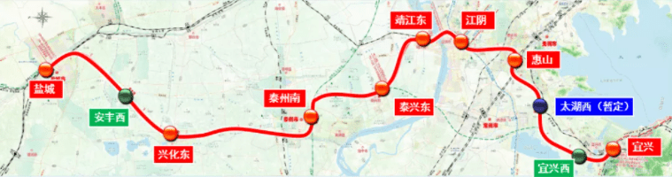 盐城经泰州无锡常州至宜兴铁路位于江苏省境内.