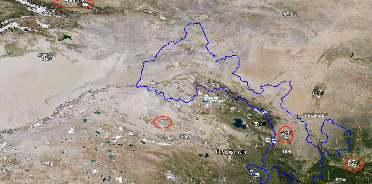 卫星地图下的甘肃省狭长地带地形复杂省会兰州西部重镇