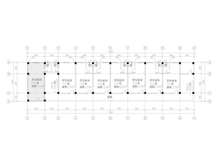 学院宿舍楼改造暖通施工图2021_jpg_平面图_空调