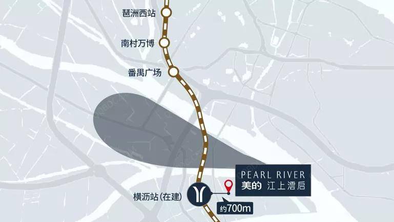 项目距离地铁18号线横沥站仅700米,步行约5-8分钟.