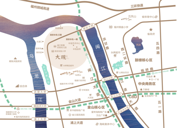 【淮安半岛鸟瞰图】【景观实景图】循照福州"枕山面海襟江"的城市地脉