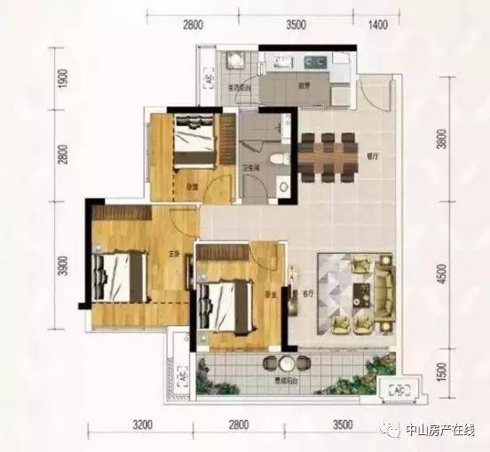 87.67㎡3房2厅1卫珠光御景雅苑4/5栋03/04户型119.