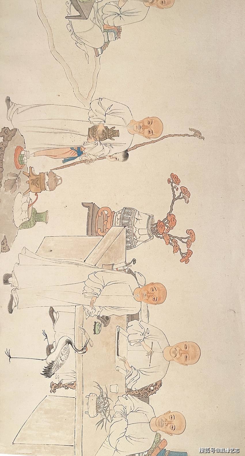 碰撞之际的火花:清代名家肖像画中的行乐图_人物画_局部_任伯年