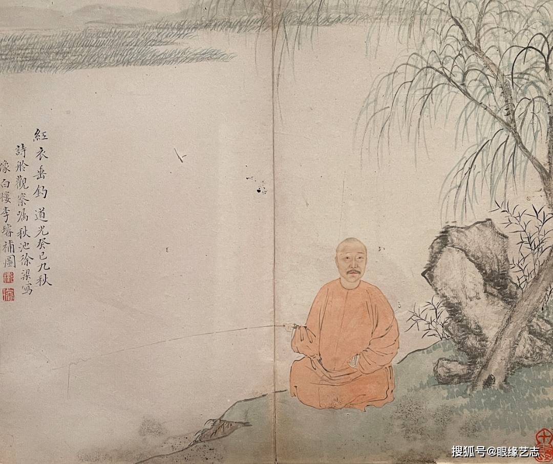 碰撞之际的火花:清代名家肖像画中的行乐图_人物画_局部_任伯年