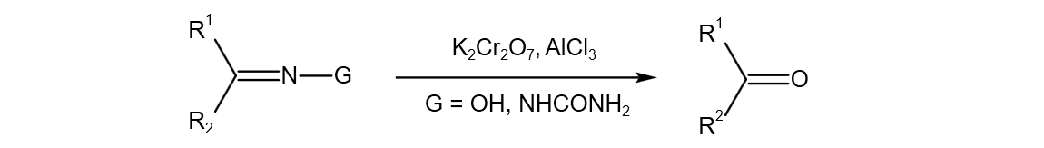 在三氯化铝存在时,重铬酸钾能在无溶剂的温和条件下将肟和缩氨基脲