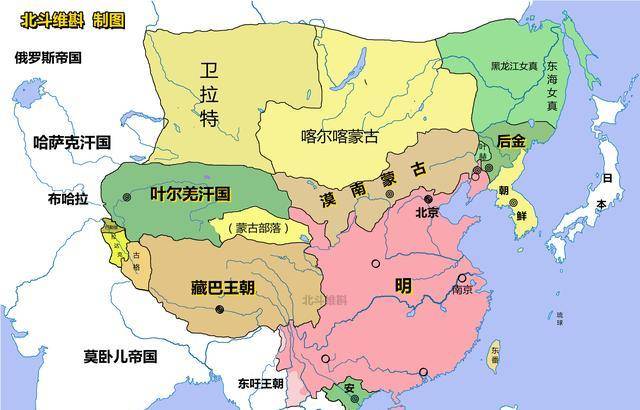 从地图看明朝版图变迁:初期达到顶峰,后期200年局限于长城之内_汗国