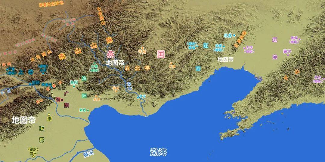 楚汉时期的燕国与战国时期燕国疆域相当,定都蓟(今北京市),有七个郡