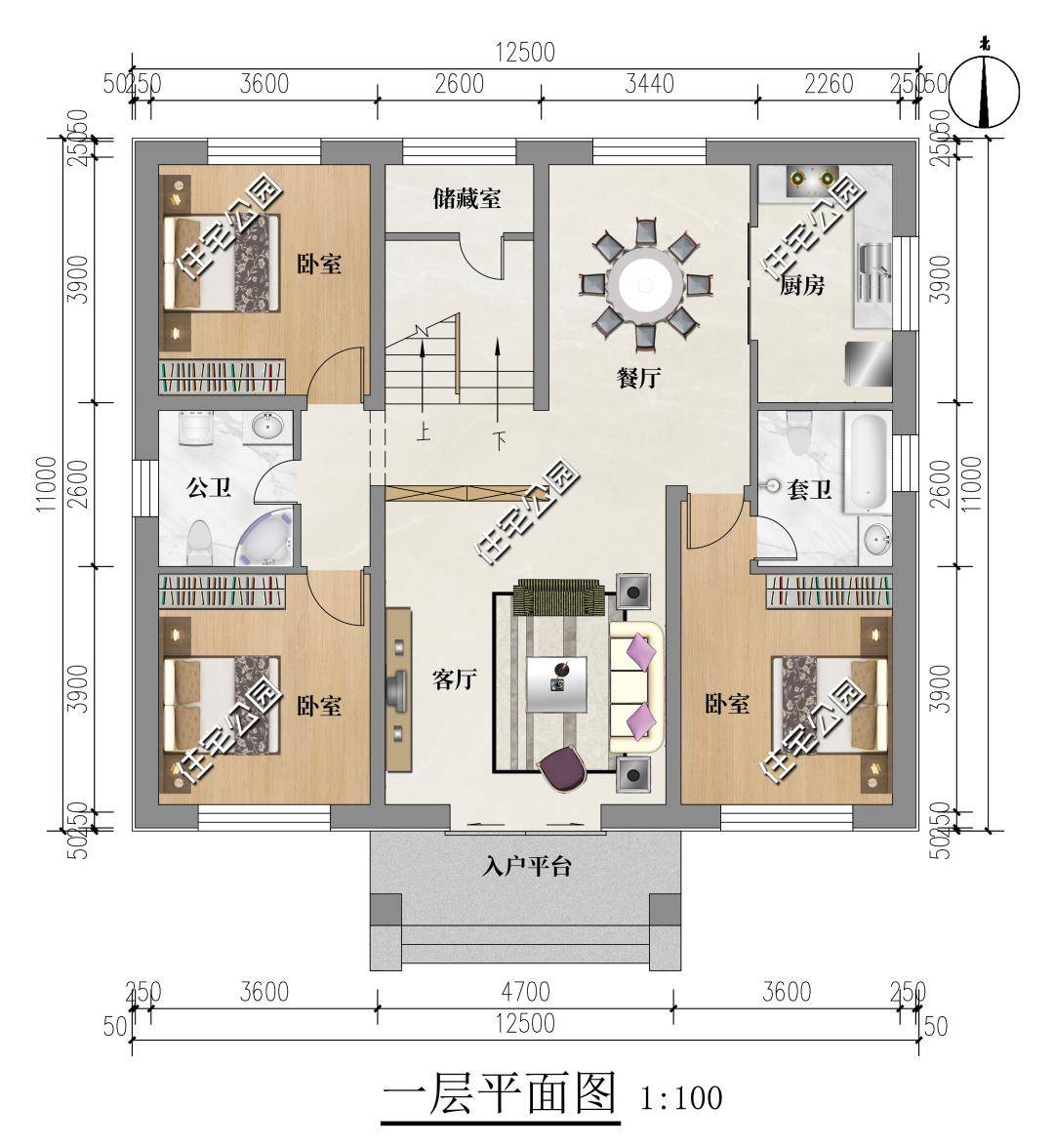 12×11米二层简欧雅宅，紧凑型规划充实操纵空间